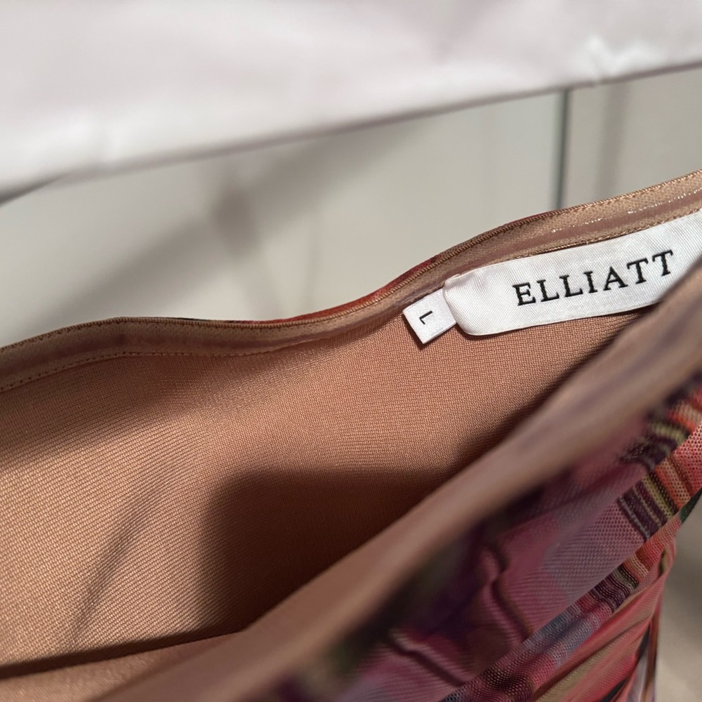 Gorgeouss multi color Elliott strapless dress.